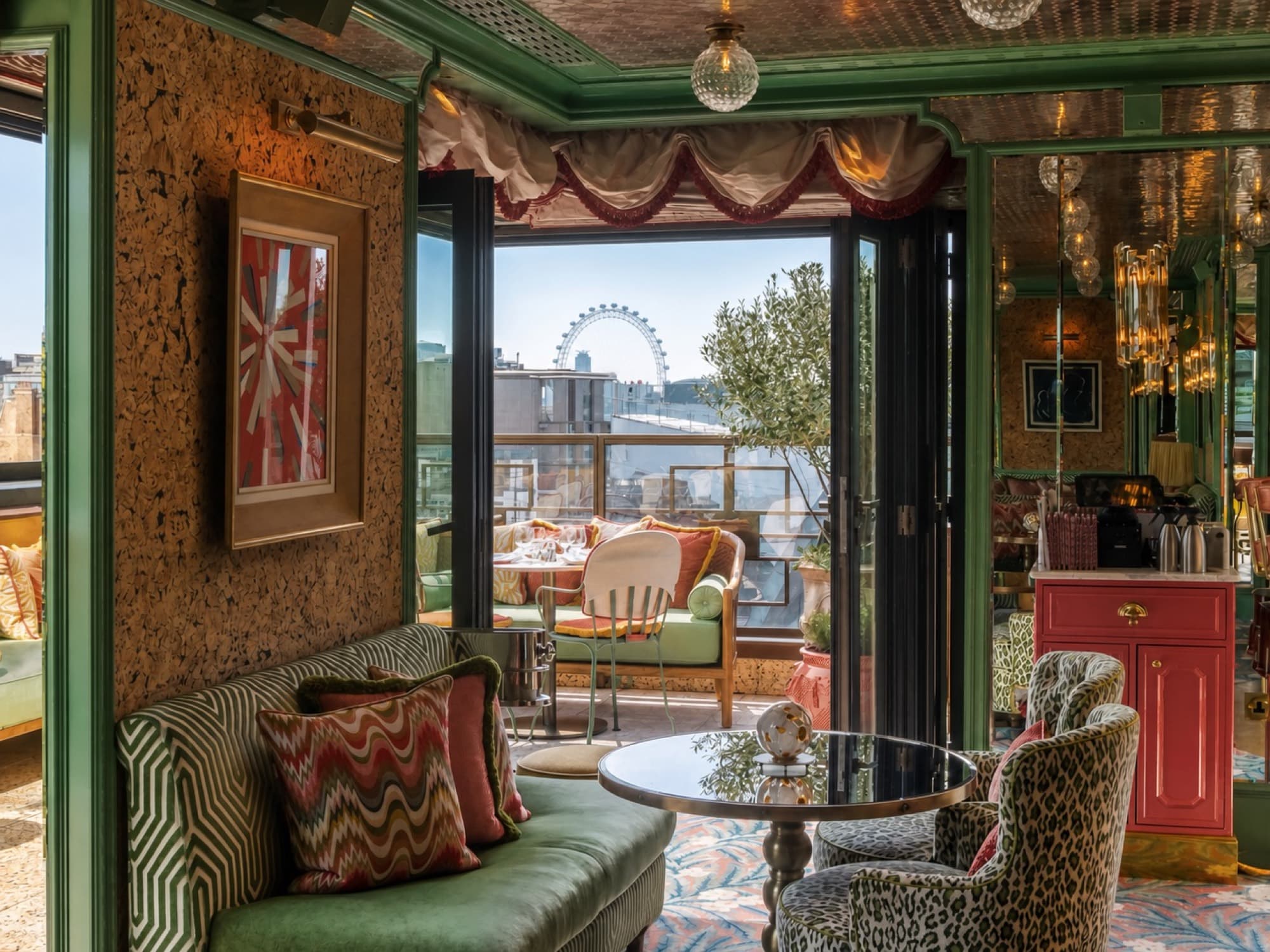 Flute at Broadwick Soho, with the London Eye through the window